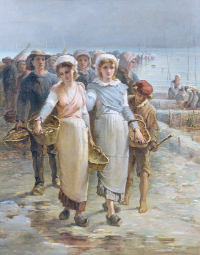 Oyster Girls at Cancale by Francois Nicolas Augustin Feyen Perrin